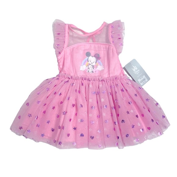 054 Disney 3-6 Month Girl Pink Minnie Mouse Tulle Dress - Picture 2 of 5